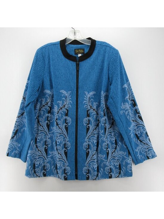 Bob Mackie Jackets & Blazers - Bob Mackie Jacket Large Wearable Art Floral Full Zip Mandarin Collar